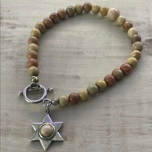 Sterling Silver Star Stone Beaded Bracelet with toggle clasp